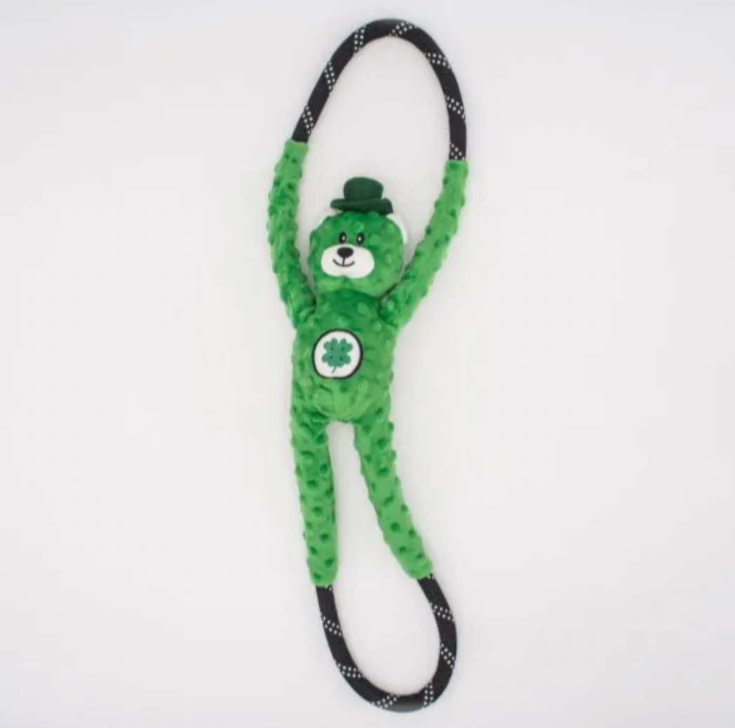 ZIPPY PAWS ST. PATRICK'S ROPETUGZ DOG TOY - LUCKY BEAR