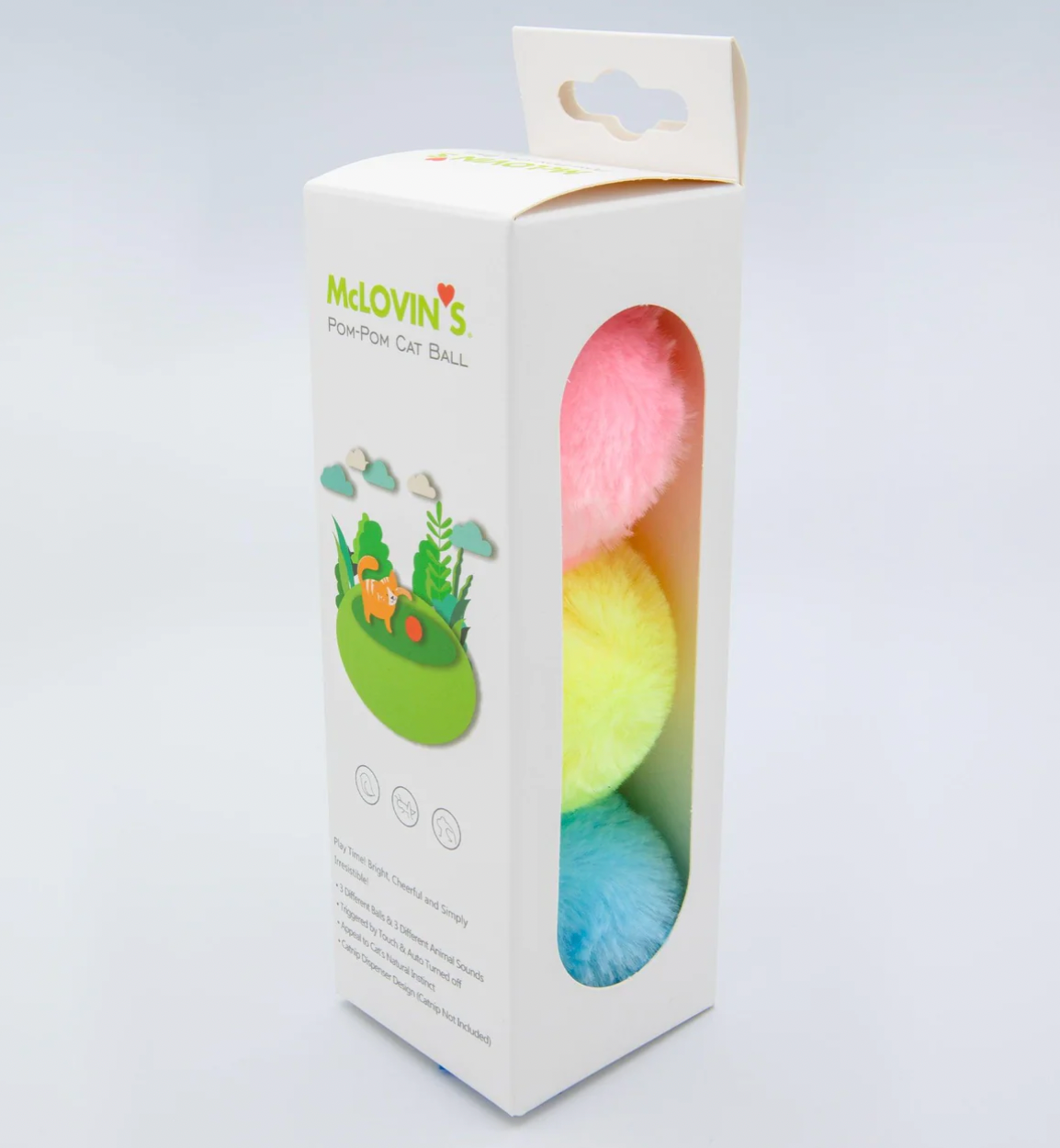 MCLOVINS POM POM CAT TOY - 3 PACK