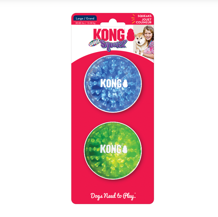 KONG SQUEEZZ GEODZ DOG TOY - 2PACK