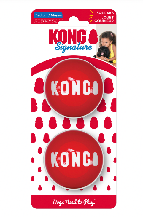 KONG SIGNATURE BALLS DOG TOY - 2 PACK