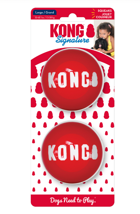 KONG SIGNATURE BALLS DOG TOY - 2 PACK