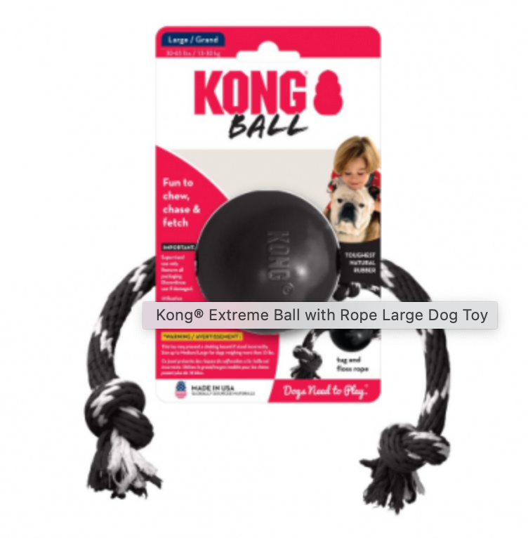 KONG EXTREME BALL WITH ROPE LARGE DOG TOY