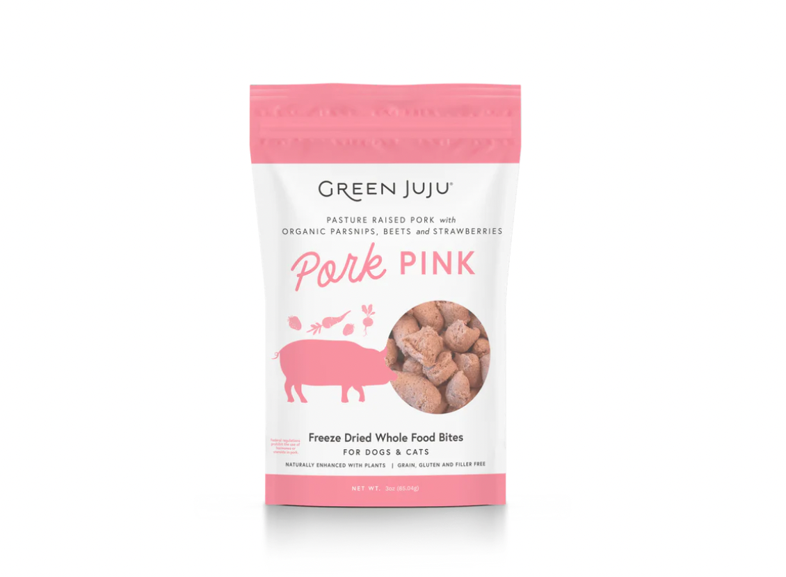 GREEN JUJU DOG/CAT FREEZE DRIED - WHOLE FOOD BITES PORK PINK