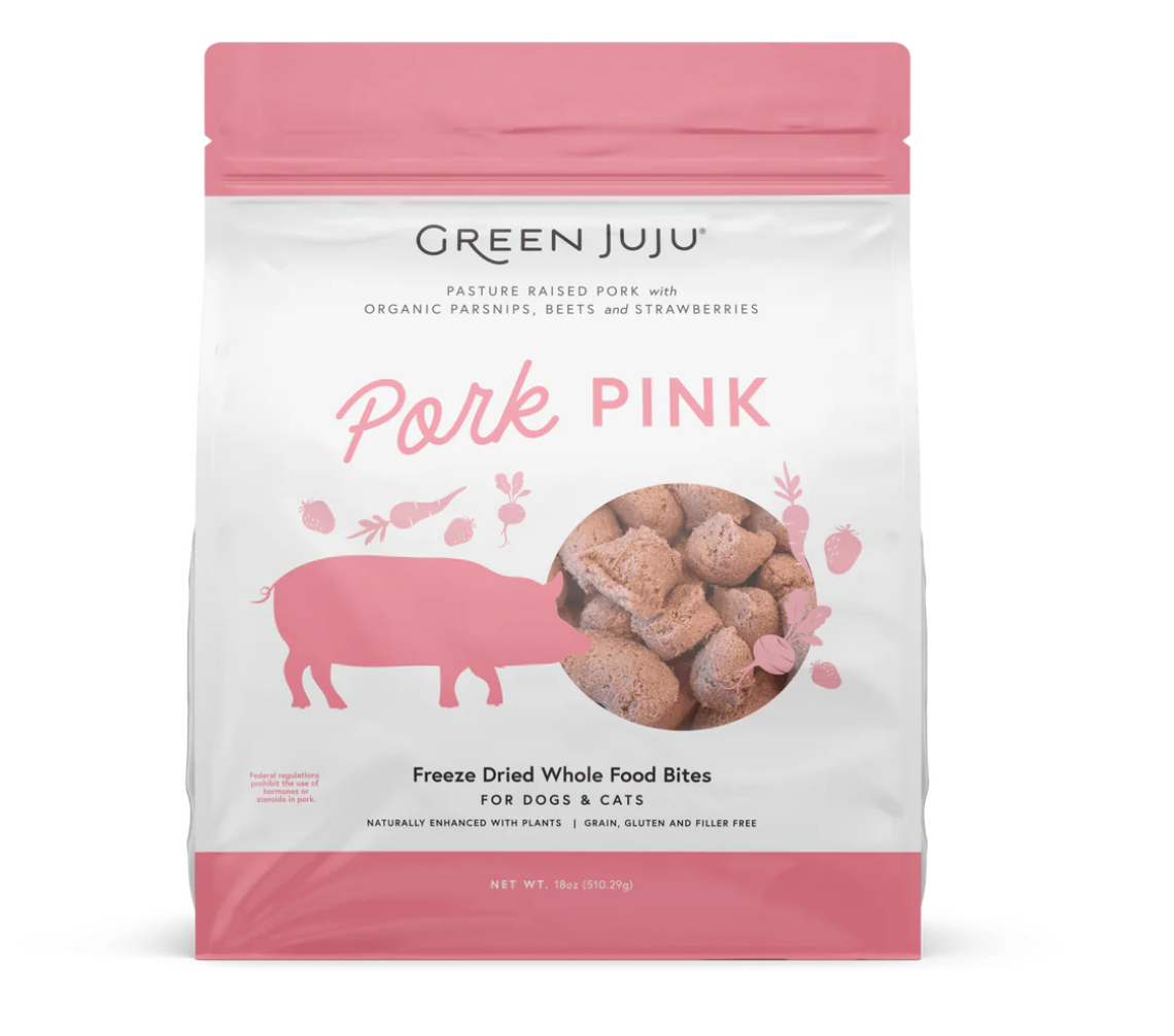 GREEN JUJU DOG/CAT FREEZE DRIED - WHOLE FOOD BITES PORK PINK