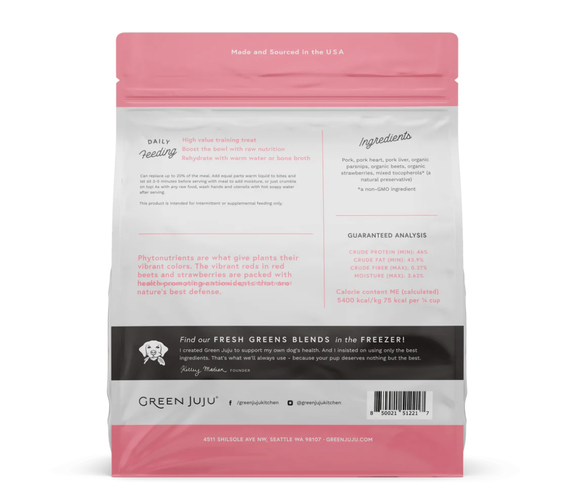 GREEN JUJU DOG/CAT FREEZE DRIED - WHOLE FOOD BITES PORK PINK