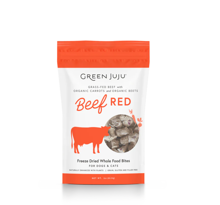 GREEN JUJU DOG/CAT FREEZE DRIED - WHOLE FOOD BITES BEEF RED