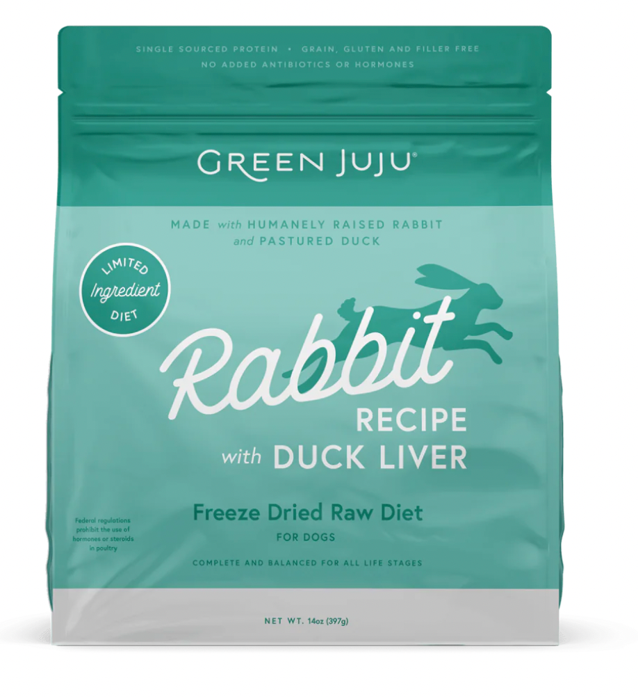 GREEN JUJU DOG FREEZE DRIED RAW DIET - RAW RABBIT WITH DUCK LIVER 397 GM