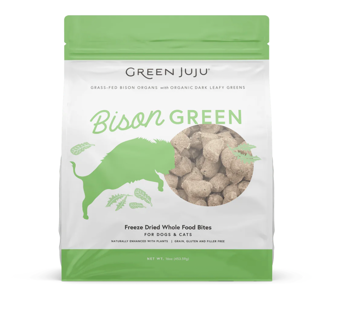 GREEN JUJU DOG/CAT FREEZE DRIED - WHOLE FOOD BITES BISON GREEN