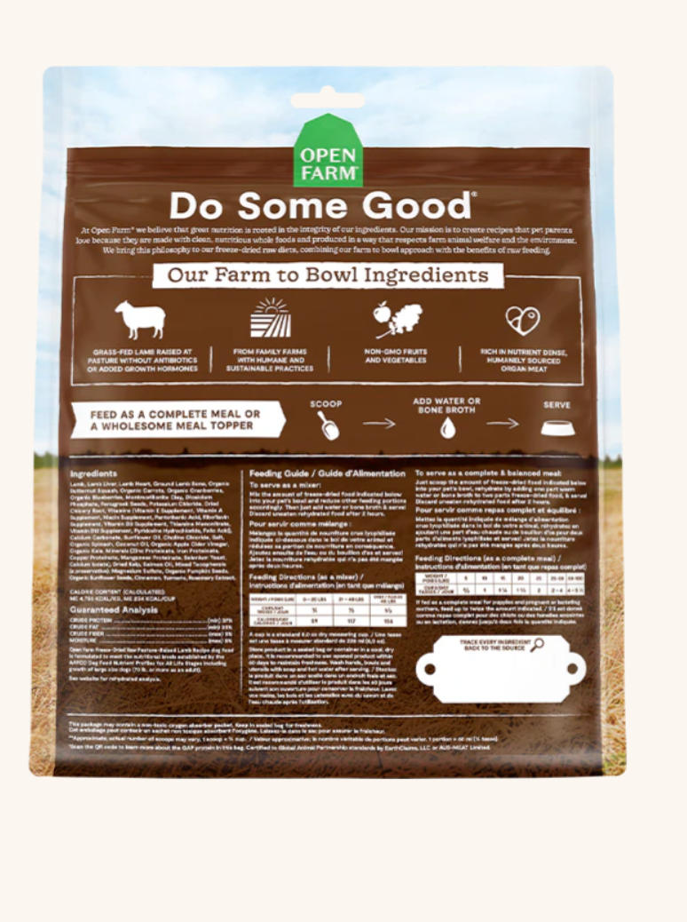 OPEN FARM® GRASS-FED LAMB FREEZE DRIED DOG FOOD