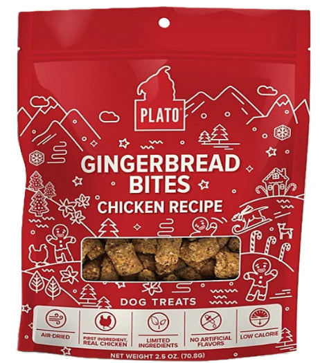 PLATO GINGERBREAD BITES MADE WITH CHICKEN HOLIDAY DOG TREATS