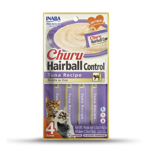 INABA CHURU CAT TREATS 4 PACK : TUNA RECIPE ( HAIRBALL CONTROL )