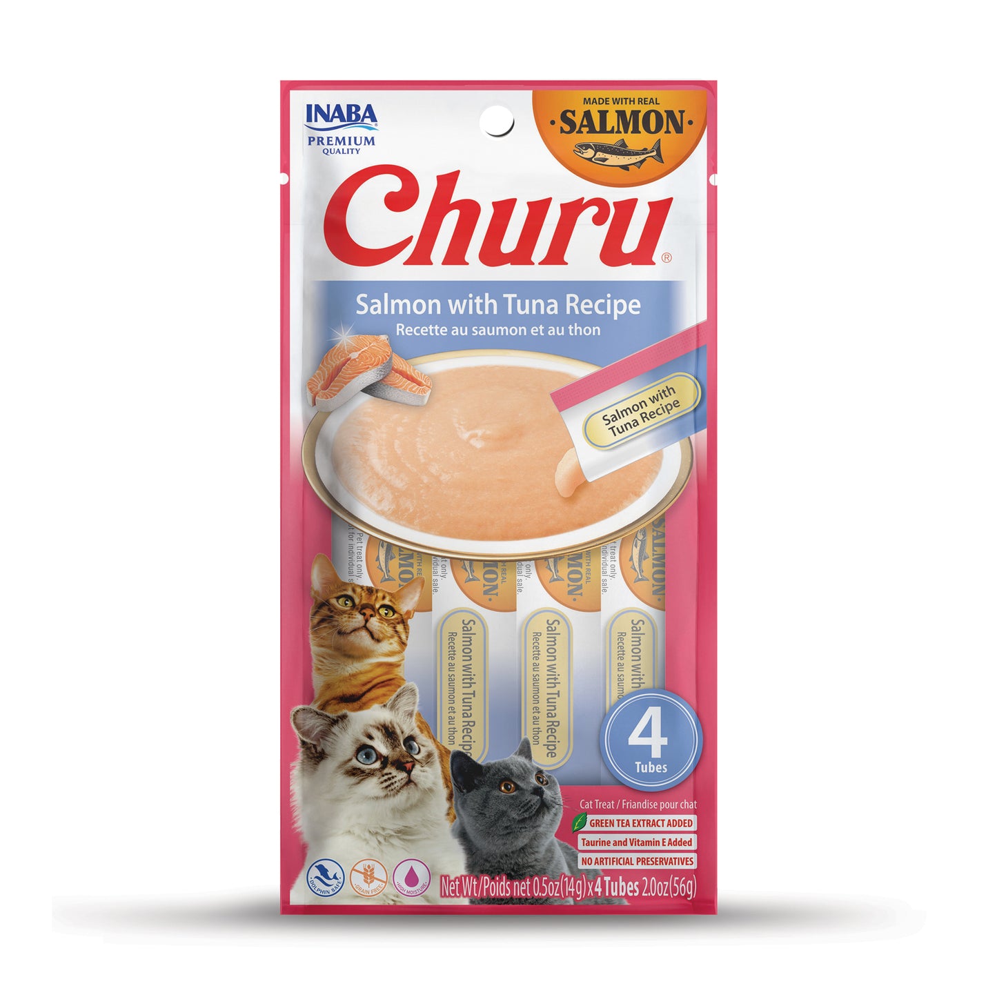 INABA CHURU CAT TREATS 4 PACK : TUNA WITH SALMON