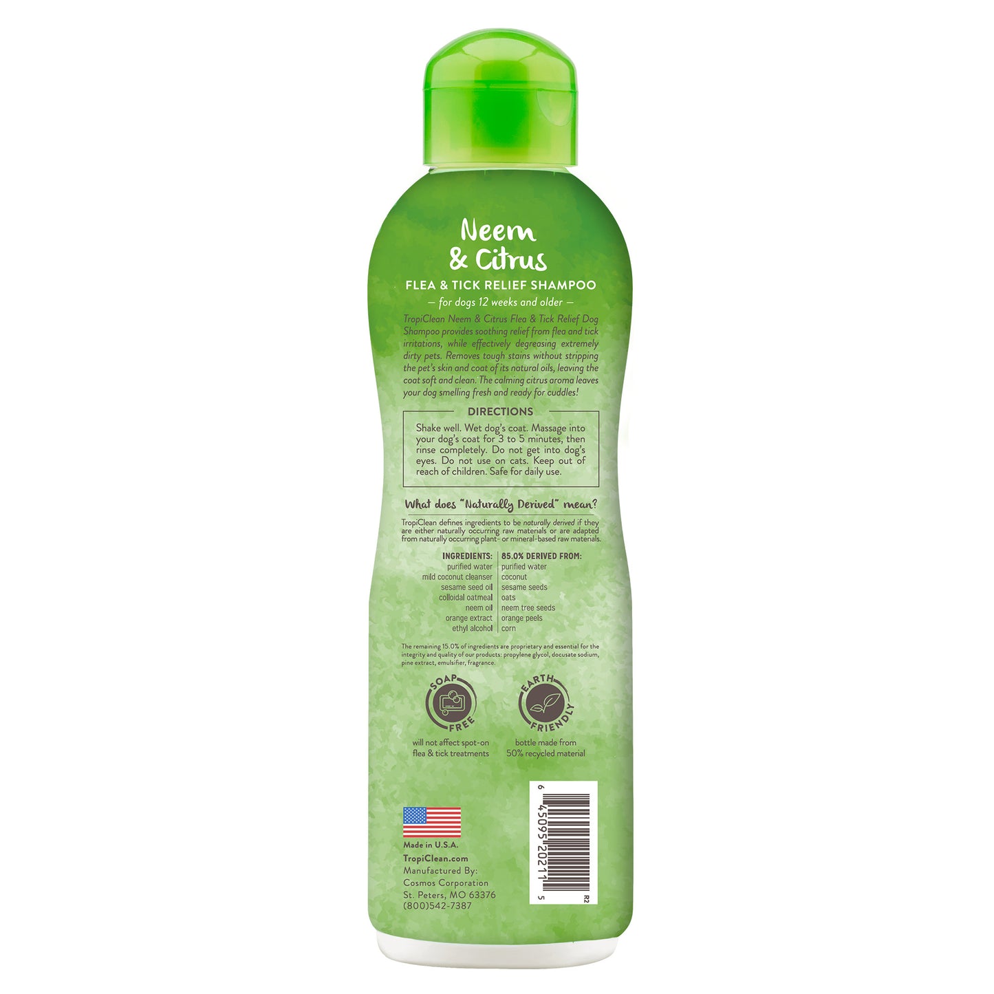 TROPICLEAN NEEM & CITRUS FLEA & TICK RELIEF SHAMPOO FOR DOGS