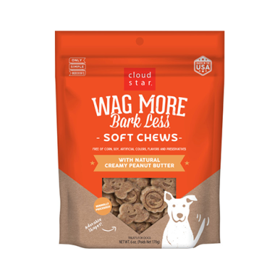 CLOUD STAR WAG MORE BARK LESS® SOFT CHEWS WITH NATURAL CREAMY PEANUT BUTTER DOG TREATS