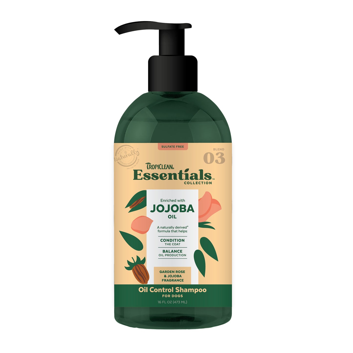 TROPICLEAN ESSENTIALS JOJOBA OIL CONTROL SHAMPOO FOR DOGS