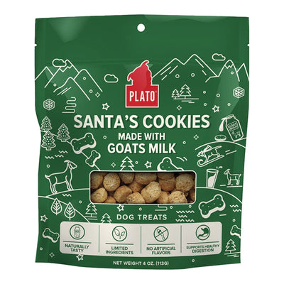 PLATO SANTA'S COOKIES MADE WITH GOAT MILK HOLIDAY DOG TREATS