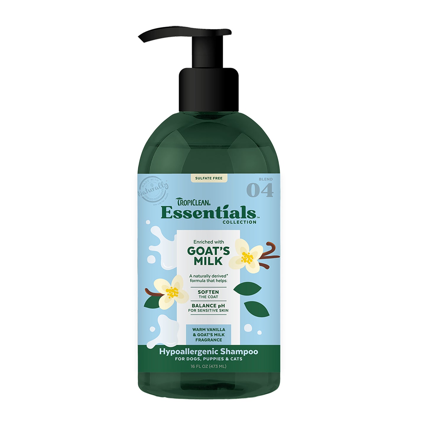 TROPICLEAN GOAT’S MILK HYPOALLERGENIC SHAMPOO FOR DOGS, PUPPIES AND CATS