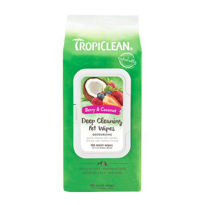 TROPICLEAN DEEP CLEANING WIPES BERRY AND COCONUT 100 WIPES