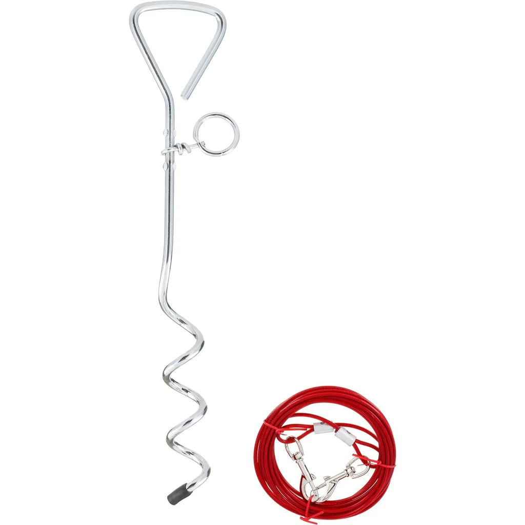Dog cable and stake best sale