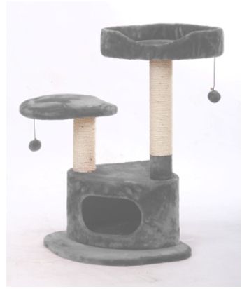 Bud-Z 3 Level Cat Tree Condo With Hideout Scratching Post And 2 Perches Grey Cat 50x50x89.5cm 1pc