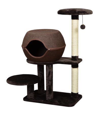 Bud-Z 3 Level Cat Tree With Hiding Place Brown Cat 58x38x96cm 1pc