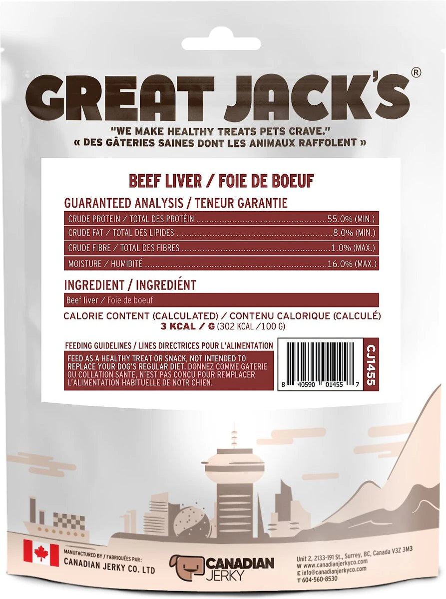 GREAT JACK'S AIR DRIED BEEF LIVER JERKY DOG TREATS