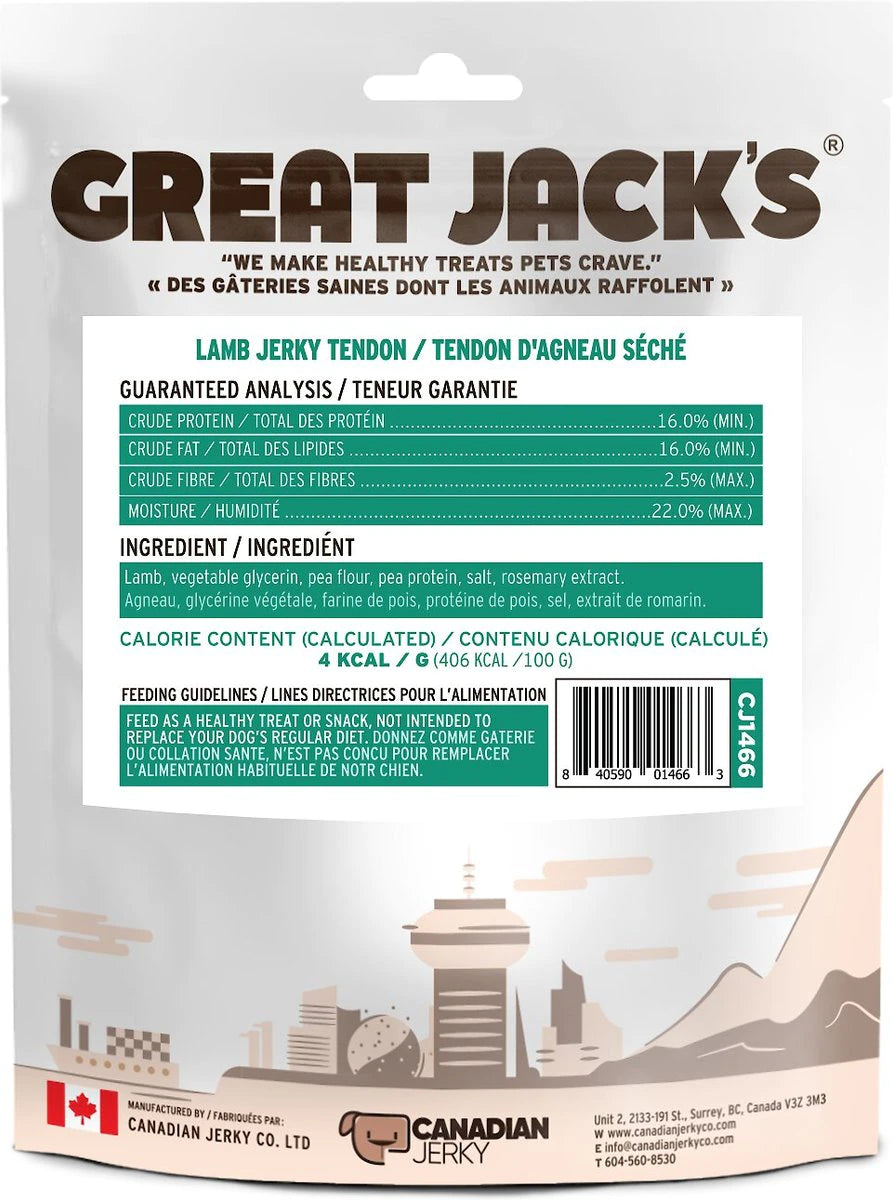 GREAT JACK'S AIR DRIED LAMB JERKY TENDER BARS DOG TREATS