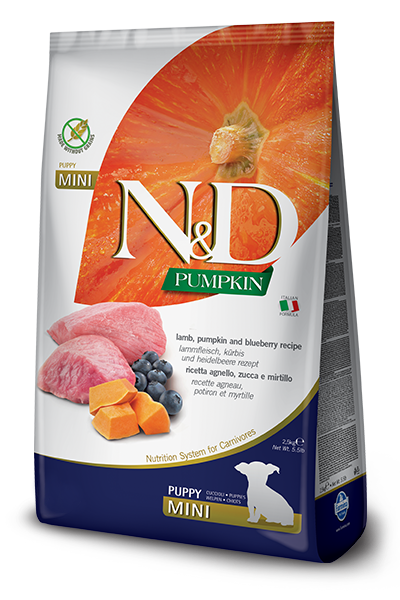 FARMINA N&D PUMPKIN GRAIN FREE - LAMB & BLUEBERRY PUPPY- MINI BREED