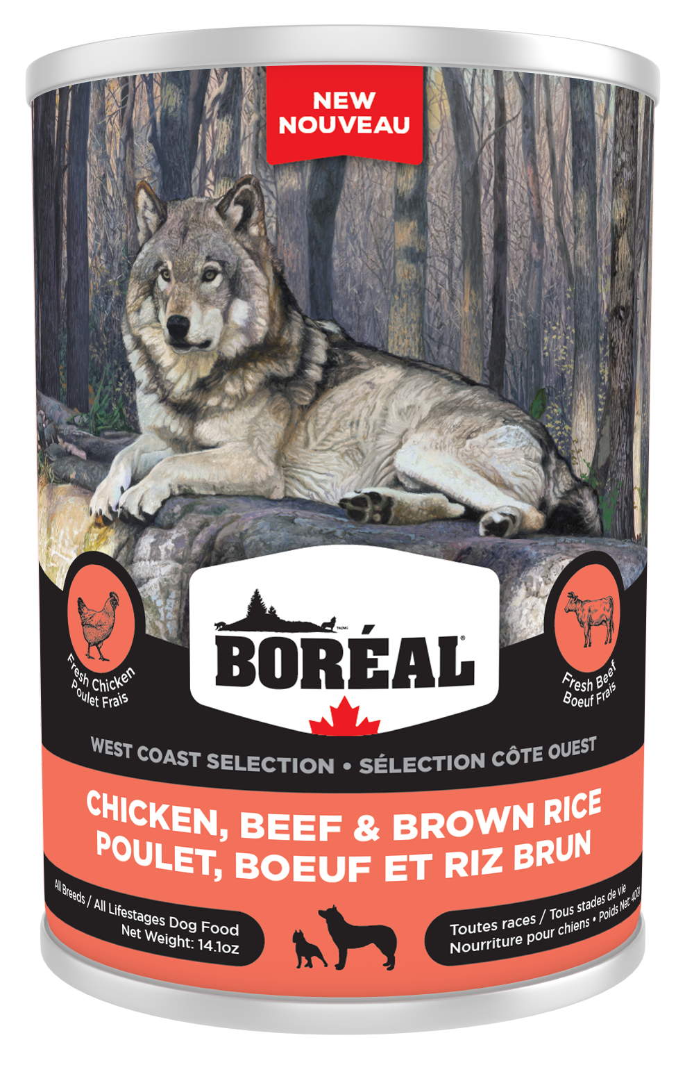 BOREAL WEST COAST SELECTION DOG CHICKEN BEEF BROWN RICE