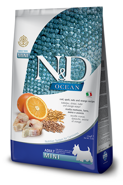 FARMINA N&D OCEAN - COD, SPELT, OATS & ORANGE ADULT MINI BREED