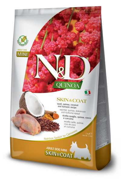 FARMINA N&D QUINOA FUNCTIONAL - SKIN & COAT QUAIL FOR DOGS (MINI BREED)