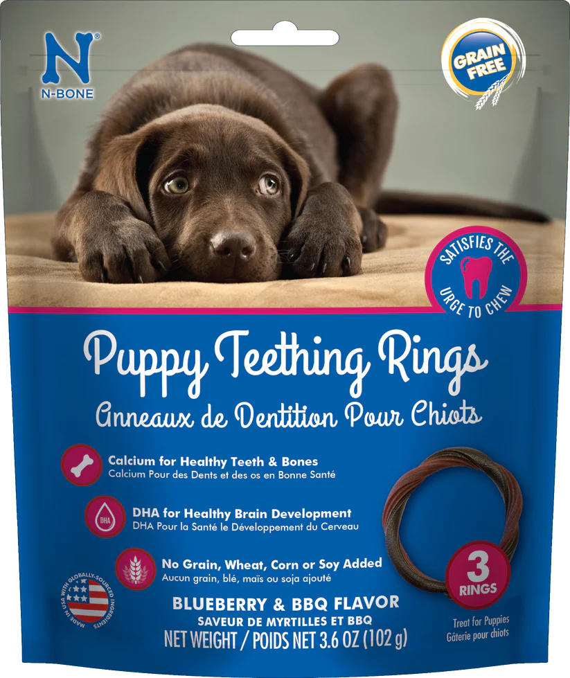 N-BONE PUPPY TEETHING RINGS GRAIN-FREE BLUEBERRY & BBQ FLAVOR
