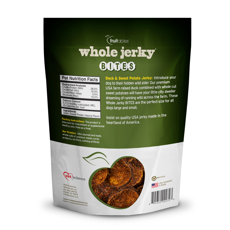 FRUITABLES WHOLE DUCK AND SWEET POTATO JERKY BITES