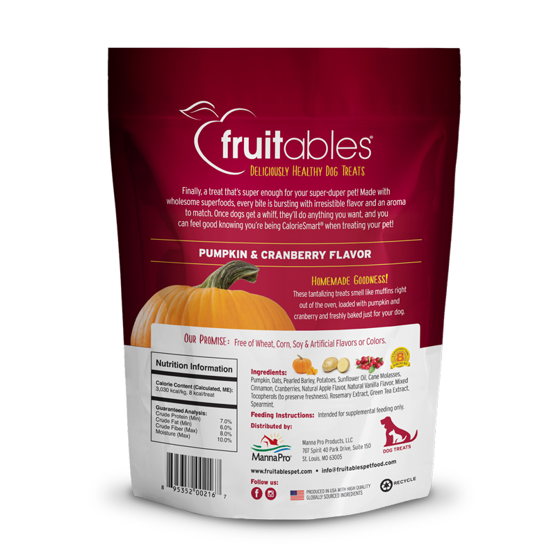 FRUITABLES PUMPKIN & CRANBERRY DOG TREATS