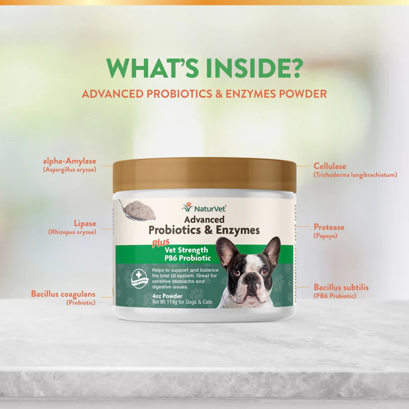 NATURVET ADVANCED PROBIOTICS ENZYMES POWDER