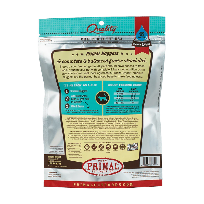 PRIMAL FELINE FREEZE-DRIED NUGGETS - CHICKEN & SALMON