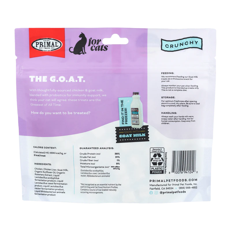 PRIMAL THE G.O.A.T. CAT TREAT - CHICKEN & GOAT MILK