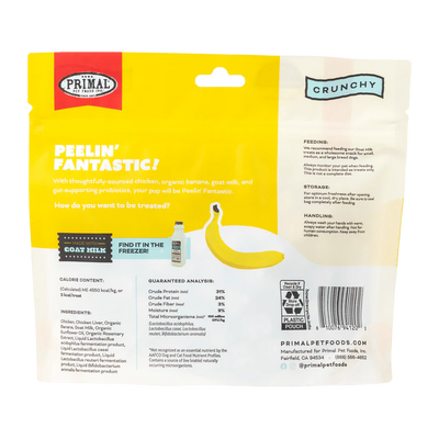 PRIMAL PEELIN' FANTASTIC FREEZE DRIED TREAT - CHICKEN, BANANA & GOAT MILK