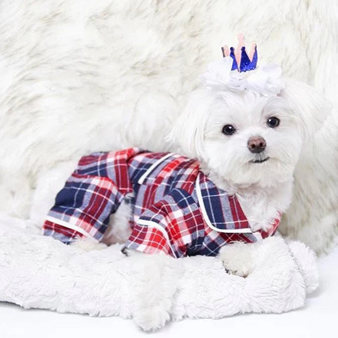 FAB DOG PAJAMAS : RED/BLUE PLAID