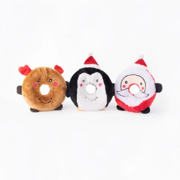 ZIPPY PAWS HOLIDAY DONUTZ BUDDIES DOG TOY PENGUIN