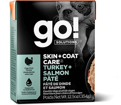 GO! SOLUTIONS SKIN + COAT CARE, TURKEY + SALMON PÂTÉ WITH GRAINS FOR DOGS