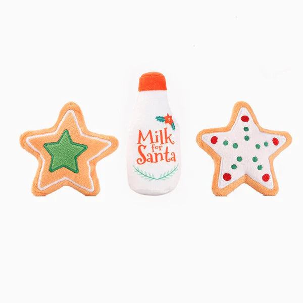 HUG SMART HOLIDAY HAPPY WOOFMAS : SANTA MILK & COOKIES DOG TOY