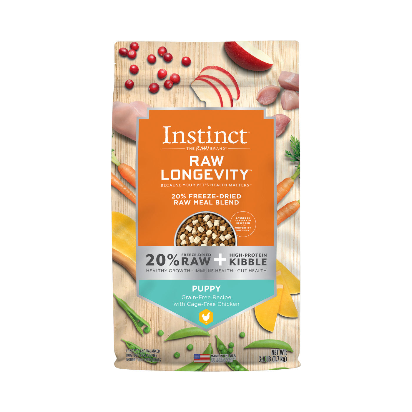 INSTINCT® DOG FOOD RAW LONGEVITY 20% FREEZE-DRIED RAW MEAL BLEND CAGE-FREE CHICKEN RECIPE FOR PUPPIES
