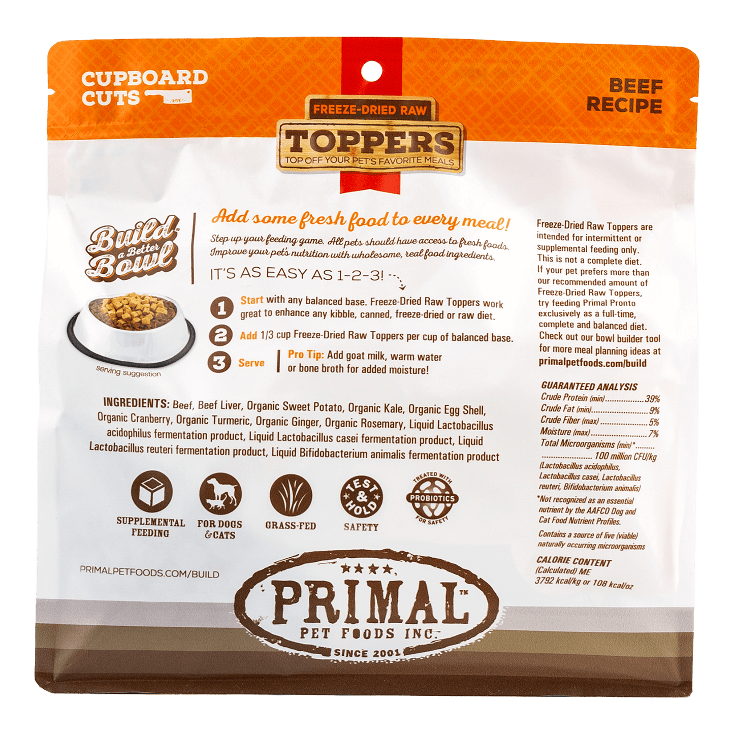 PRIMAL FREEZE - DRIED RAW TOPPERS : BEEF