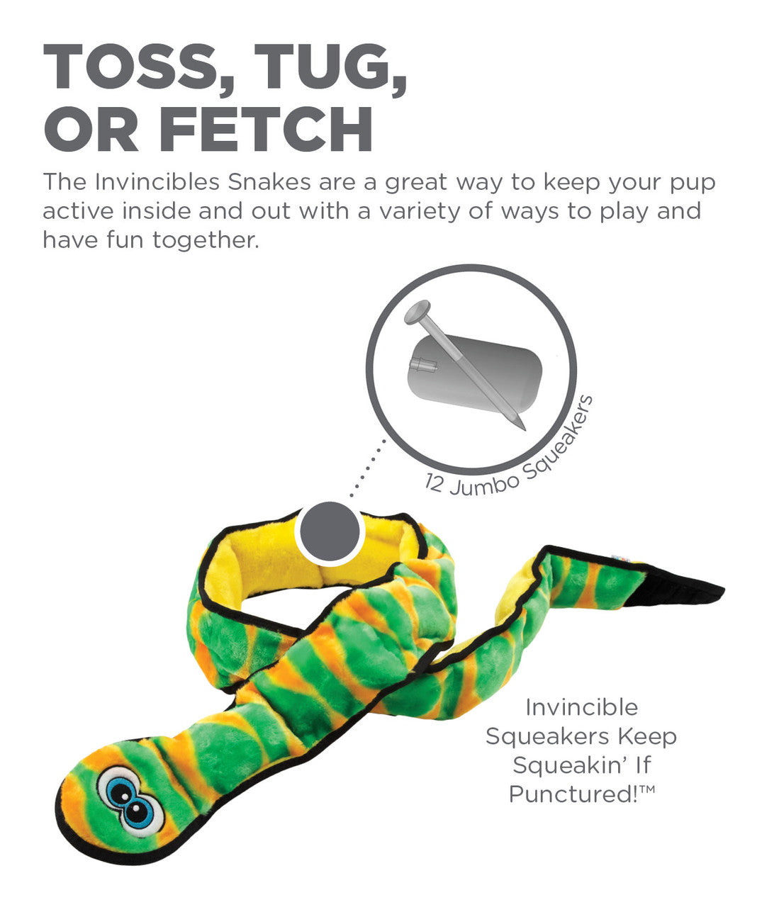 Invincible snake shop dog toy