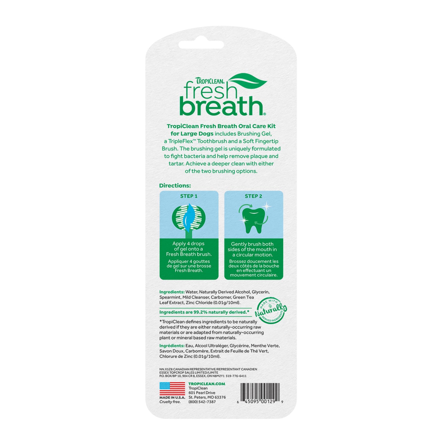 TROPICLEAN FRESH BREATH ORAL CARE KIT FOR LARGE DOGS